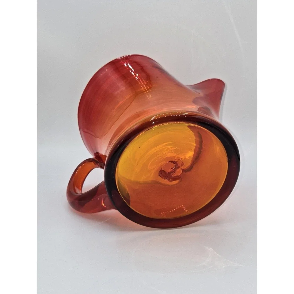 Blenko #667L Tangerine Pitcher‎ Joel Myers 1966 Art Glass Water Pitcher MCM